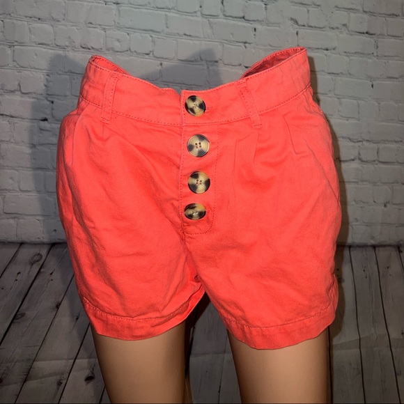 BDG Pants - BDG Red High Waist shorts with Brown Buttons size W24